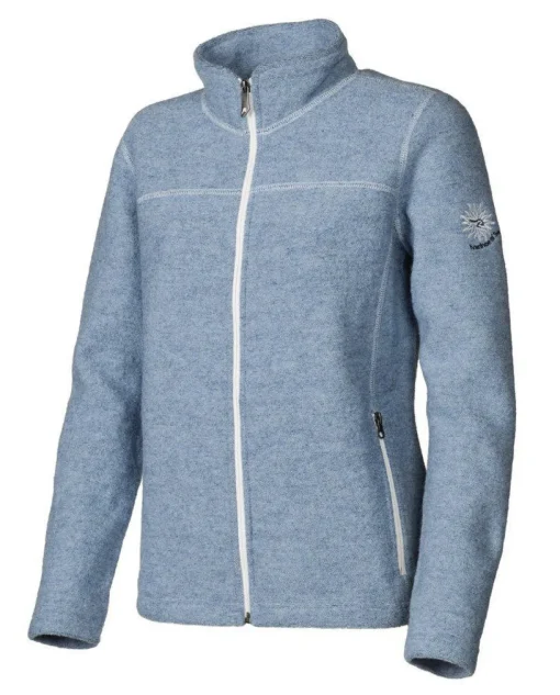 BEATA FULL ZIP, 100% FILTAD ULL — FADED DENIM