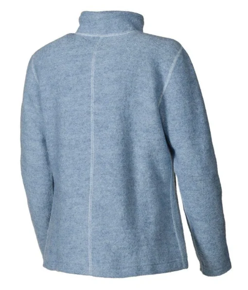 BEATA FULL ZIP, 100% FILTAD ULL — FADED DENIM