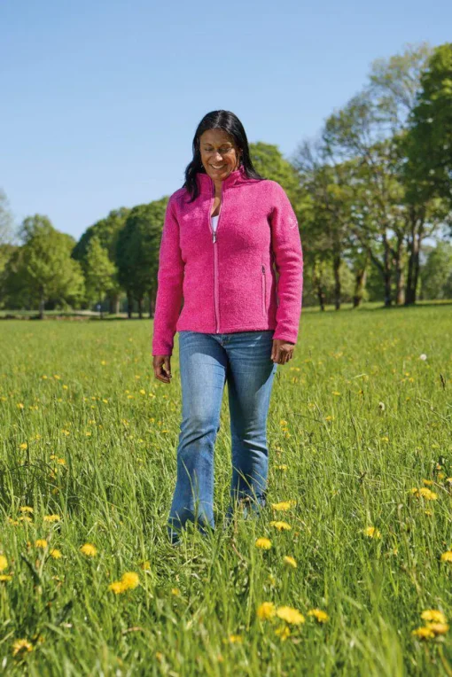 BEATA FULL ZIP, 100% FILTAD ULL — VERY BERRY