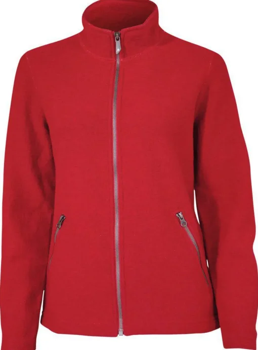 BELLA FULL ZIP, 60% FILTAD ULL, 40% LYOCELL — FIERY RED