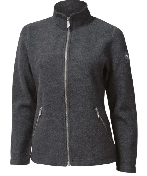 BELLA FULL ZIP, 60% FILTAD ULL, 40% LYOCELL — GRAPHITE MARL