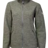BELLA FULL ZIP, 60% FILTAD ULL, 40% LYOCELL — LICHEN GREEN