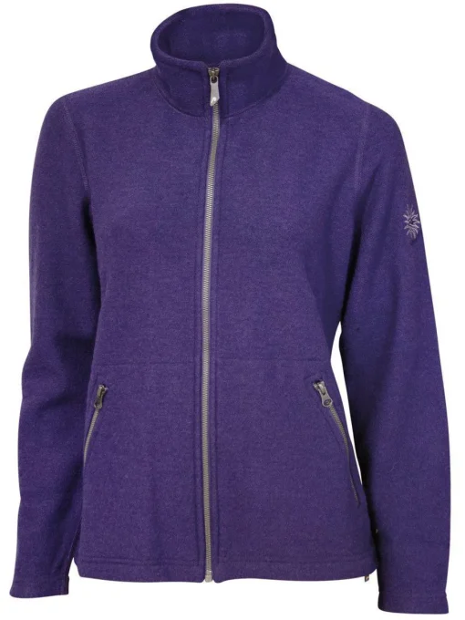 BELLA FULL ZIP, 60% FILTAD ULL, 40% LYOCELL — DARK PURPLE