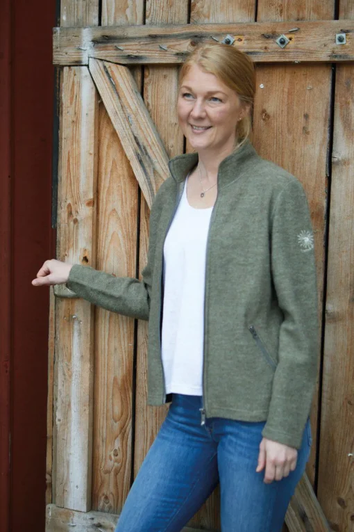 BELLA FULL ZIP, 60% FILTAD ULL, 40% LYOCELL — GRAPHITE MARL