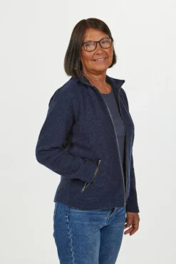 BELLA FULL ZIP, 60% FILTAD ULL, 40% LYOCELL — FIERY RED