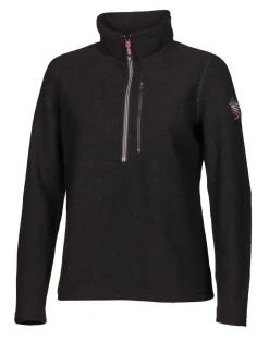 BONNIE HALF ZIP, 98% ULL — BLACK