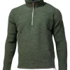 BRODAL HALF ZIP, 100% FILTAD ULL — LODEN GREEN