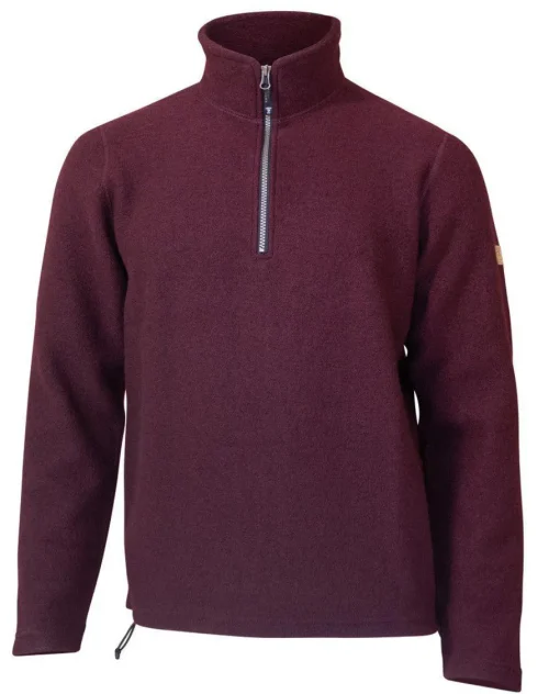 BRODAL HALF ZIP, 100% FILTAD ULL — RUBY WINE