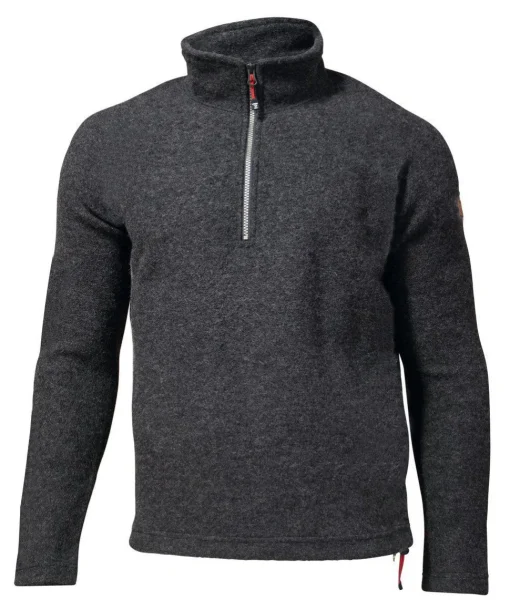BRODAL HALF ZIP, 100% FILTAD ULL — GRAPHITE MARL