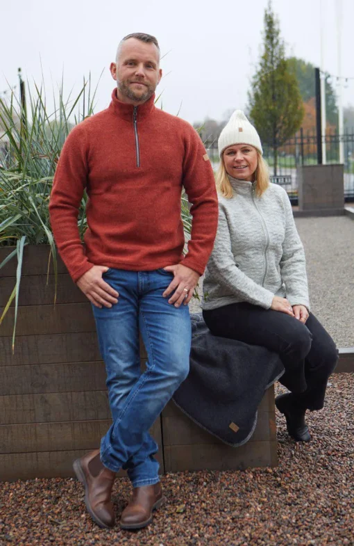 BRODAL HALF ZIP, 100% FILTAD ULL — LODEN GREEN