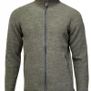 BRUNO FULL ZIP, 60% FILTAD ULL, 40% LYOCELL — LICHEN GREEN