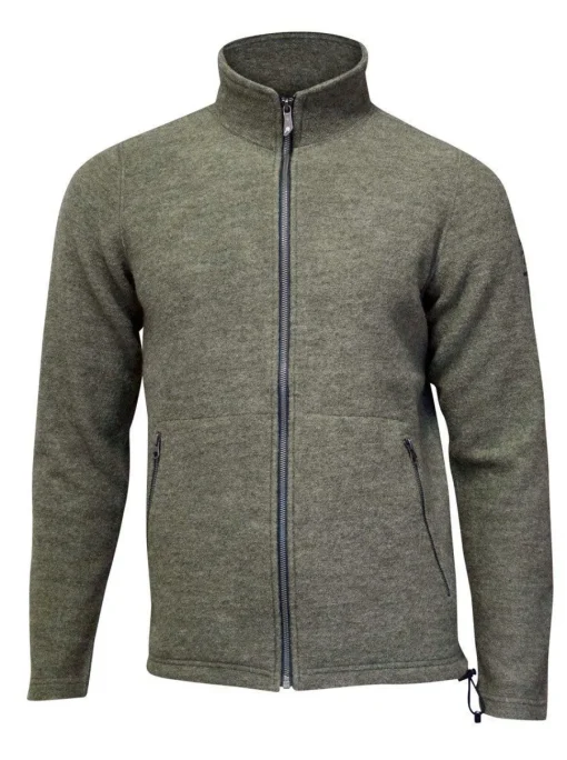 BRUNO FULL ZIP, 60% FILTAD ULL, 40% LYOCELL — LICHEN GREEN