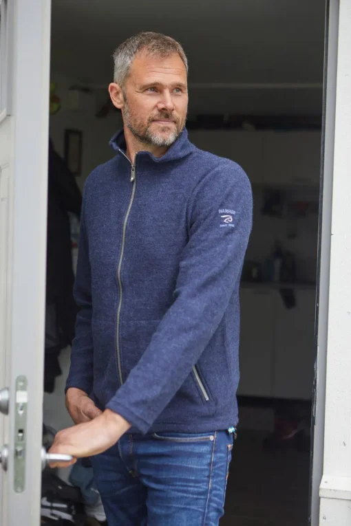 BRUNO FULL ZIP, 60% FILTAD ULL, 40% LYOCELL — LICHEN GREEN