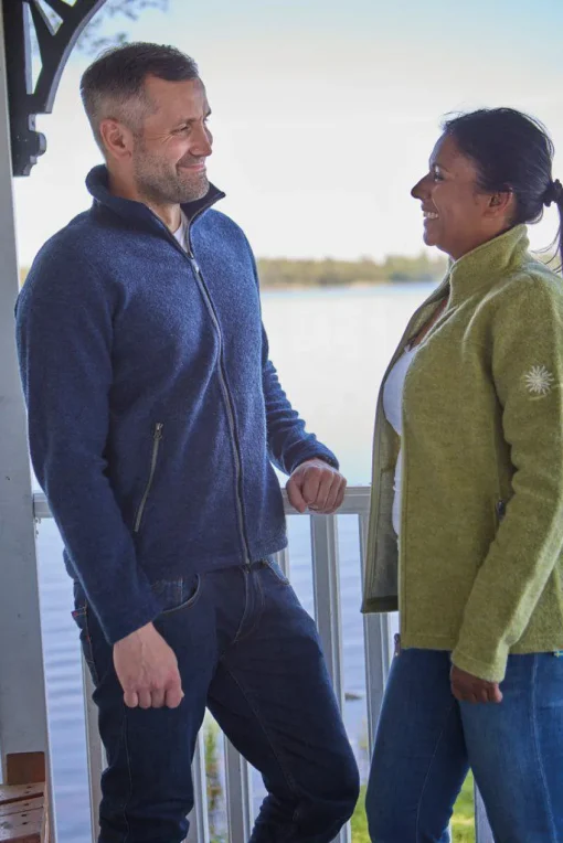 BRUNO FULL ZIP, 60% FILTAD ULL, 40% LYOCELL — LIGHT NAVY