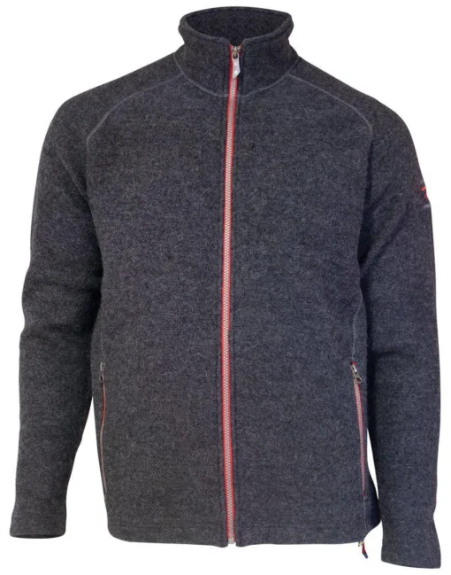 DANNY FULL ZIP, 100% FILTAD ULL — GRAPHITE MARL