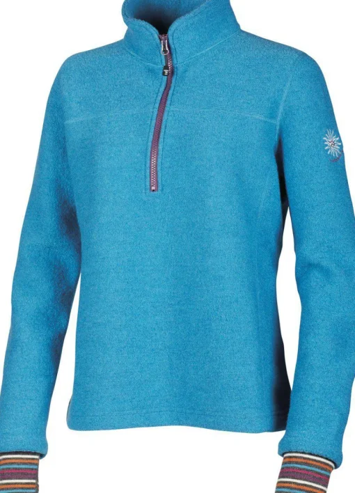 DINA HALF ZIP, 100% FILTAD ULL — TURQUOISE