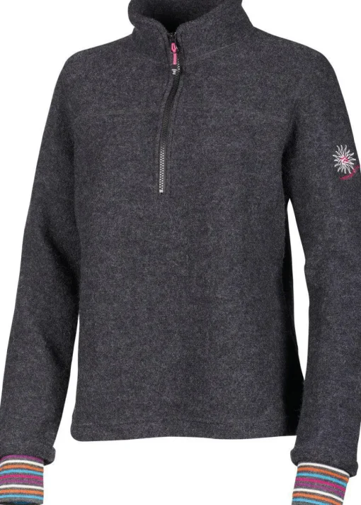 DINA HALF ZIP, 100% FILTAD ULL — GRAPHITE MARL
