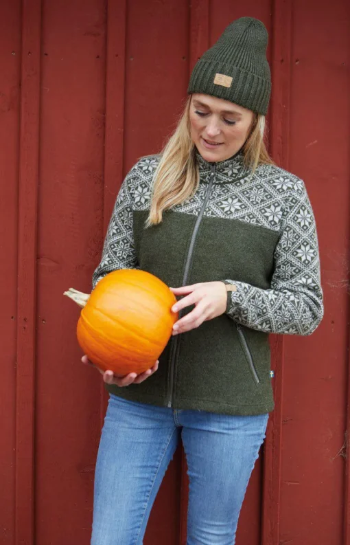 ELLIE FULL ZIP, 100% ULL — LODEN GREEN