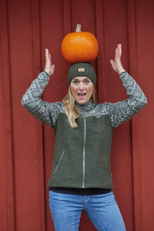 ELLIE FULL ZIP, 100% ULL — LODEN GREEN