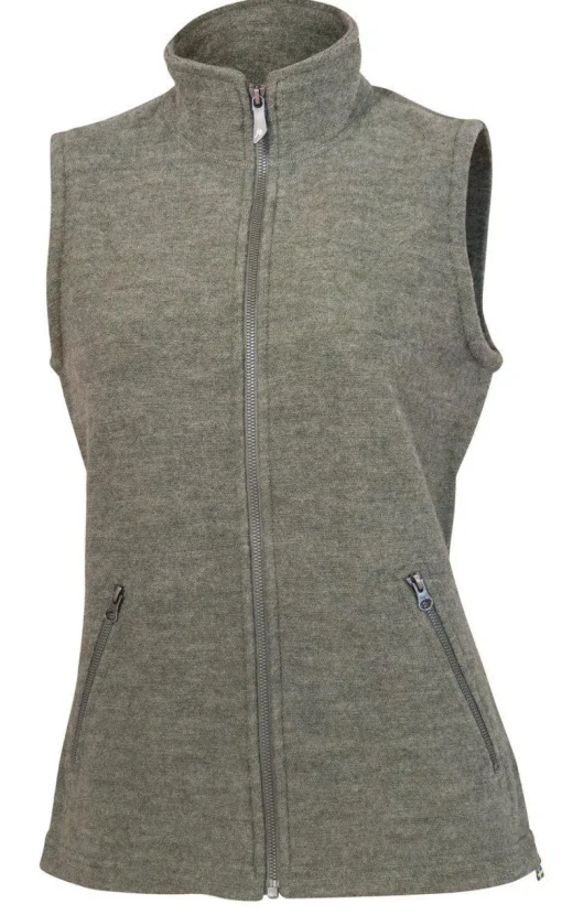 FLORA VEST, 60% FILTAD ULL, 40% LYOCELL — LICHEN GREEN