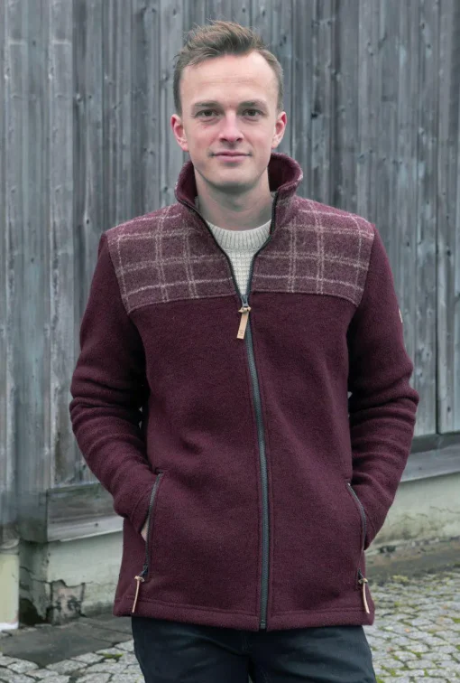 GY LUMBER JACKET, 100% FILTAD ULL — RUBY WINE