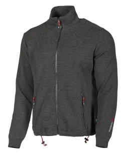 HADAR FULL ZIP, 100% EXTRA FINE MERINOULL — GRAPHITE MARL