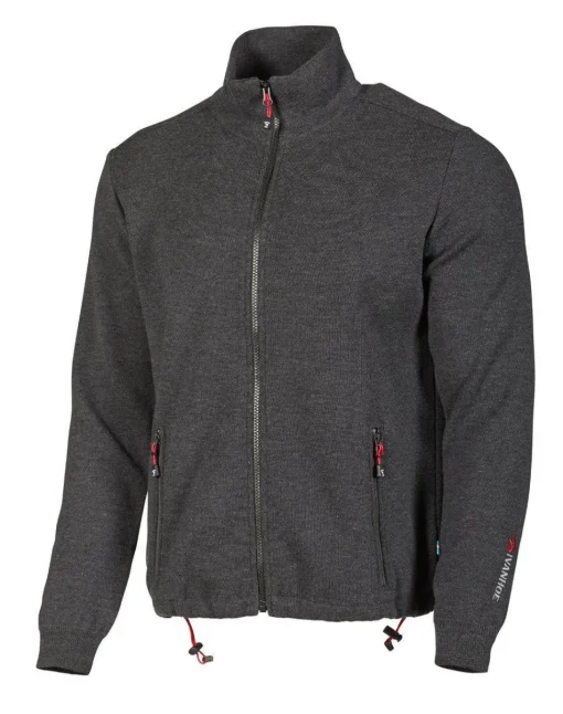 HADAR FULL ZIP, 100% EXTRA FINE MERINOULL — GRAPHITE MARL