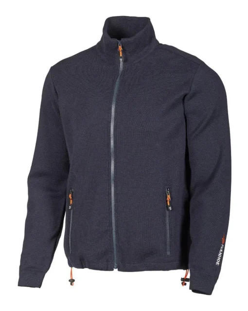 HADAR FULL ZIP, 100% EXTRA FINE MERINOULL — NAVY