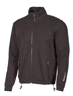 HADAR FULL ZIP, 100% EXTRA FINE MERINOULL — BLACK
