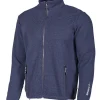HADAR FULL ZIP, 100% EXTRA FINE MERINOULL — STEELBLUE