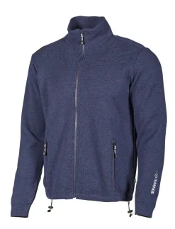 HADAR FULL ZIP, 100% EXTRA FINE MERINOULL — STEELBLUE