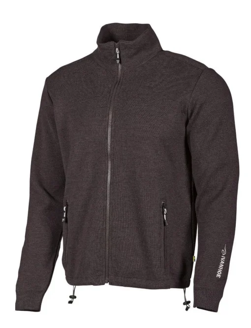 HADAR FULL ZIP, 100% EXTRA FINE MERINOULL — BLACK