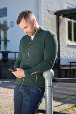 HADAR FULL ZIP, 100% EXTRA FINE MERINOULL — GRAPHITE MARL