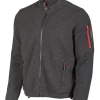 HADAR FULL ZIP WINDBREAKER, 100% EXTRA FINE MERINOULL — GRAPHITE MARL