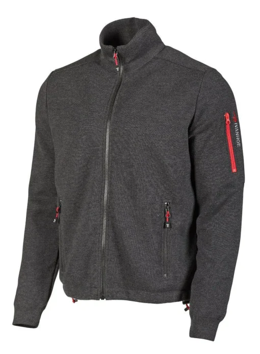 HADAR FULL ZIP WINDBREAKER, 100% EXTRA FINE MERINOULL — GRAPHITE MARL