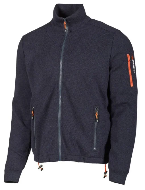 HADAR FULL ZIP WINDBREAKER, 100% EXTRA FINE MERINOULL — NAVY