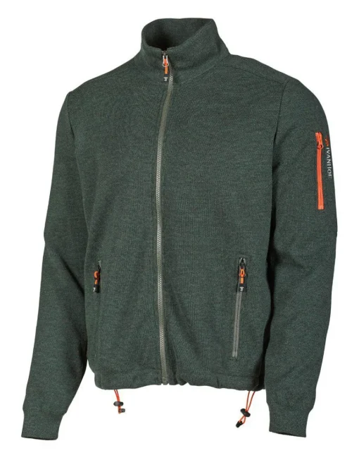 HADAR FULL ZIP WINDBREAKER, 100% EXTRA FINE MERINOULL — RIFLE GREEN