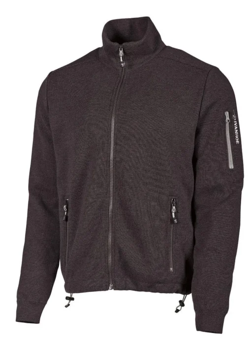 HADAR FULL ZIP WINDBREAKER, 100% EXTRA FINE MERINOULL — BLACK