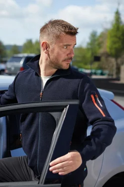 HADAR FULL ZIP WINDBREAKER, 100% EXTRA FINE MERINOULL — GRAPHITE MARL