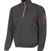 HADAR HALF ZIP, 100% EXTRA FINE MERINOULL — GRAPHITE MARL