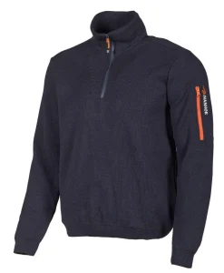 HADAR HALF ZIP, 100% EXTRA FINE MERINOULL — NAVY