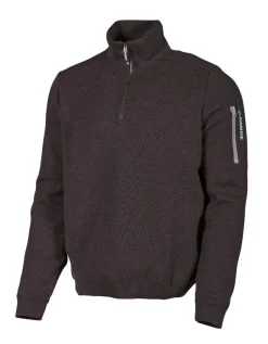 HADAR HALF ZIP, 100% EXTRA FINE MERINOULL — BLACK