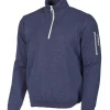 HADAR HALF ZIP, 100% EXTRA FINE MERINOULL — STEELBLUE
