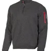 HADAR HALF ZIP WINDBREAKER, 100% EXTRA FINE MERINOULL — GRAPHITE MARL