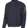HADAR HALF ZIP WINDBREAKER, 100% EXTRA FINE MERINOULL — NAVY