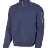 HADAR HALF ZIP WINDBREAKER, 100% EXTRA FINE MERINOULL — STEELBLUE
