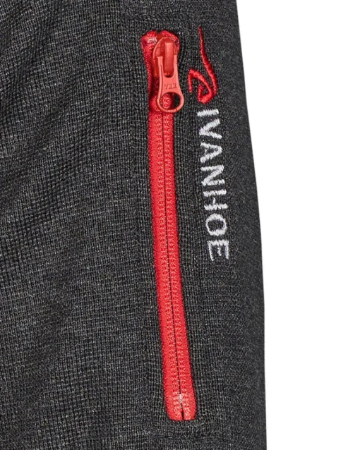 HADAR HALF ZIP WINDBREAKER, 100% EXTRA FINE MERINOULL — GRAPHITE MARL