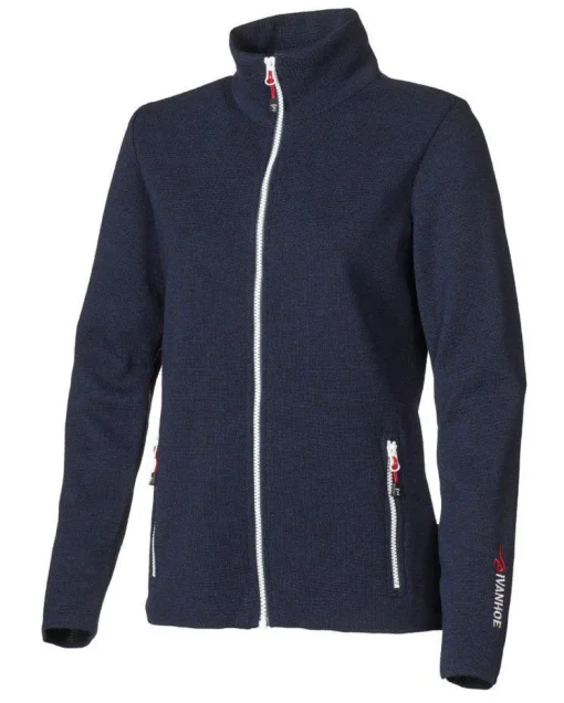 HEDDA FULL ZIP, 100% EXTRA FINE MERINOULL — NAVY