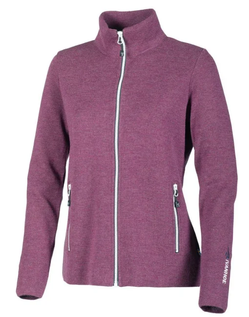 HEDDA FULL ZIP, 100% EXTRA FINE MERINOULL — PURPLE