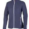 HEDDA FULL ZIP, 100% EXTRA FINE MERINOULL — STEELBLUE